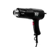 Side view of a black BG Thermal industrial heat gun featuring a red trigger and stepless temperature control, designed for commercial and heavy-duty applications
