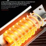 3D cross-section view of the glowing thickened double-coil heating core inside the BG Thermal 2000W industrial heat gun, illustrating rapid heat-up technology.