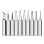 BG Thermal soldering rework station accessories kit with assorted iron tips including conical, chisel, and bevel shapes