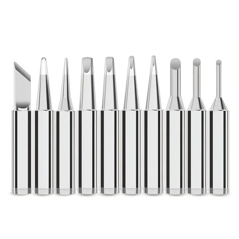 BG Thermal soldering rework station accessories kit with assorted iron tips including conical, chisel, and bevel shapes