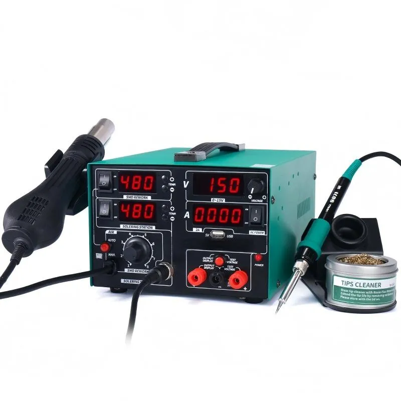 Compact BG Thermal 3-in-1 SMD rework station with dual LED temperature readouts