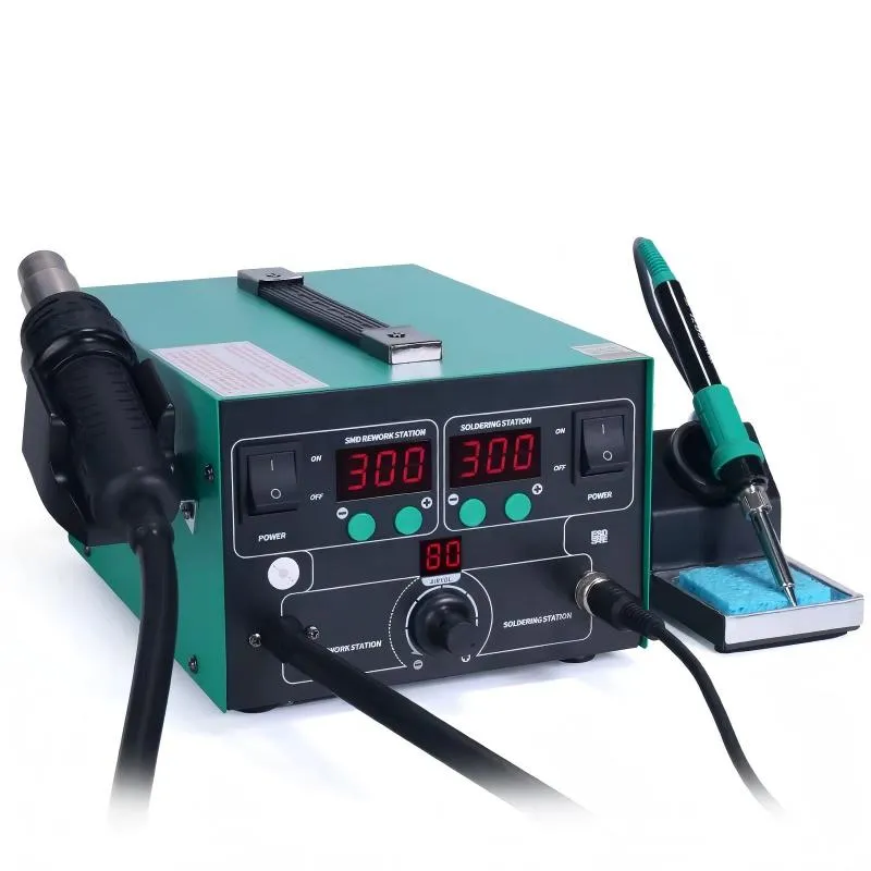 BG Thermal commercial electronics repair workstation with soldering iron and hot air handle