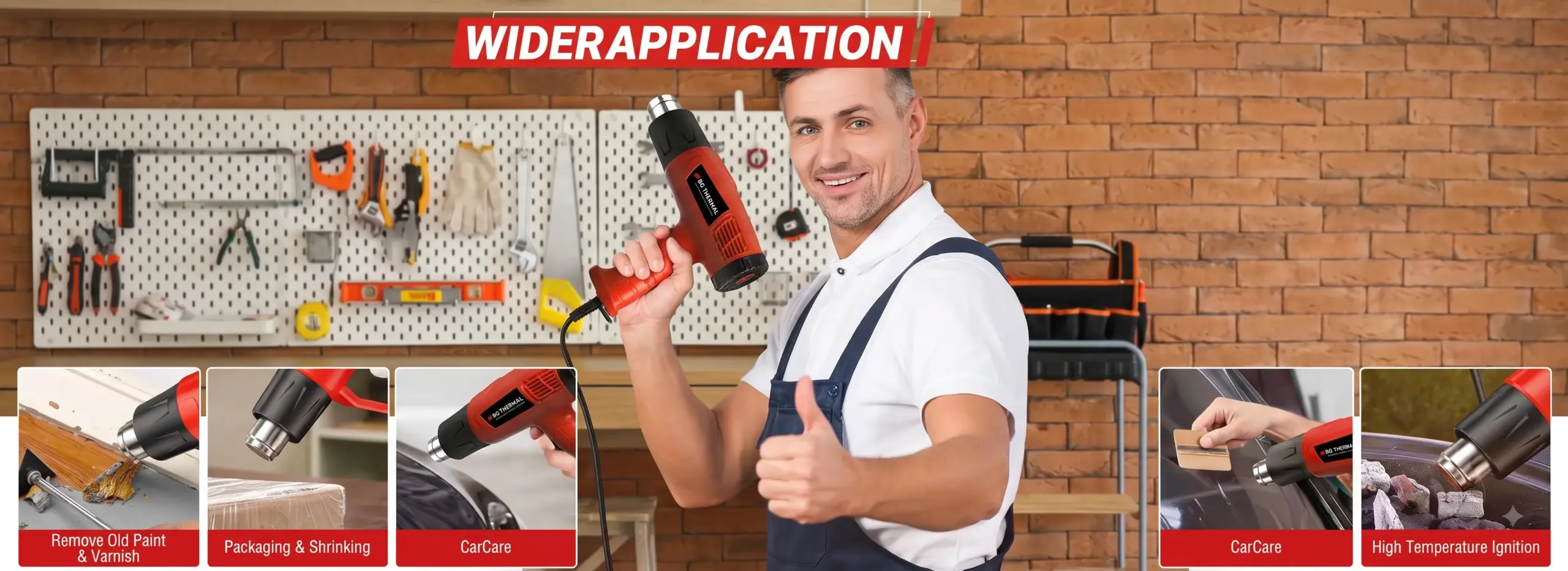 BG Thermal Standard Industrial Heat Gun Applications BG Thermal standard industrial heat gun wide applications banner showing versatile professional uses